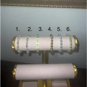 Bracelets different color stretchy. Glass beads with gold accents.